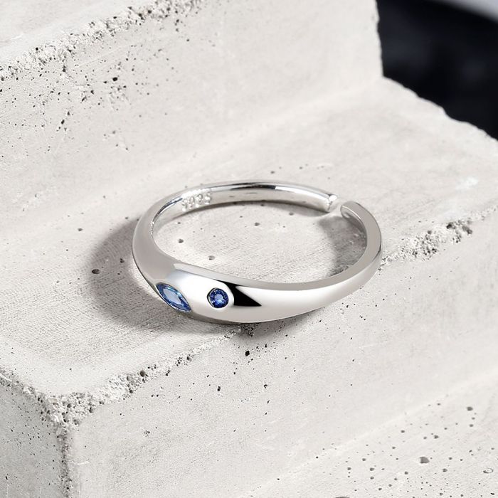 Ins Blue Diamond Ring Simple Temperament Women's Index Finger Ring Adjustable
