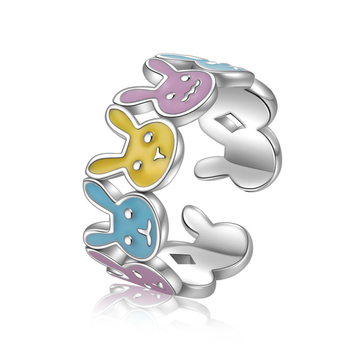 Ins Premium Enamel Colored Rabbit Ring