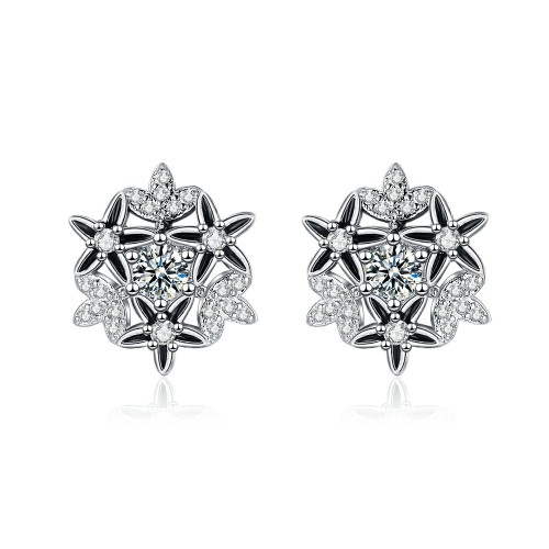 Black Drip Glaze Snowflake Zirconia Earrings Elegant and Exquisite Fashion Earrings