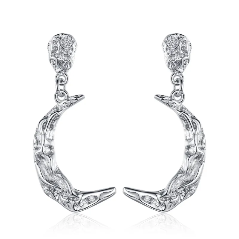 Irregular Texture Crinkle Earrings Simple Half Moon Earrings