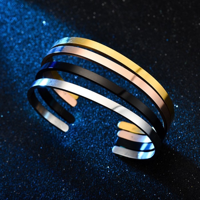 Titanium Steel Bracelet Smooth and Simple Open Stainless Steel C-shaped Bangle