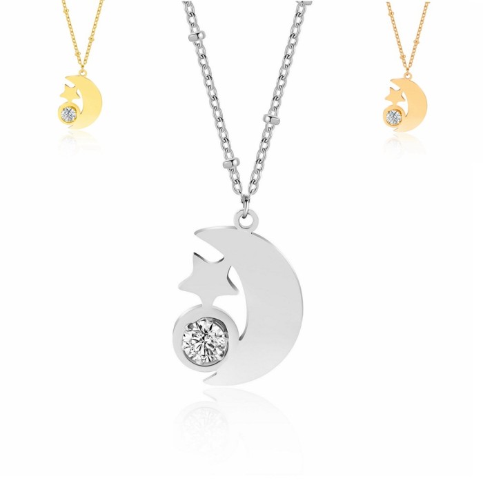 Star Moon Titanium Steel Couple Necklace Female Stainless Steel Pendant Jewelry