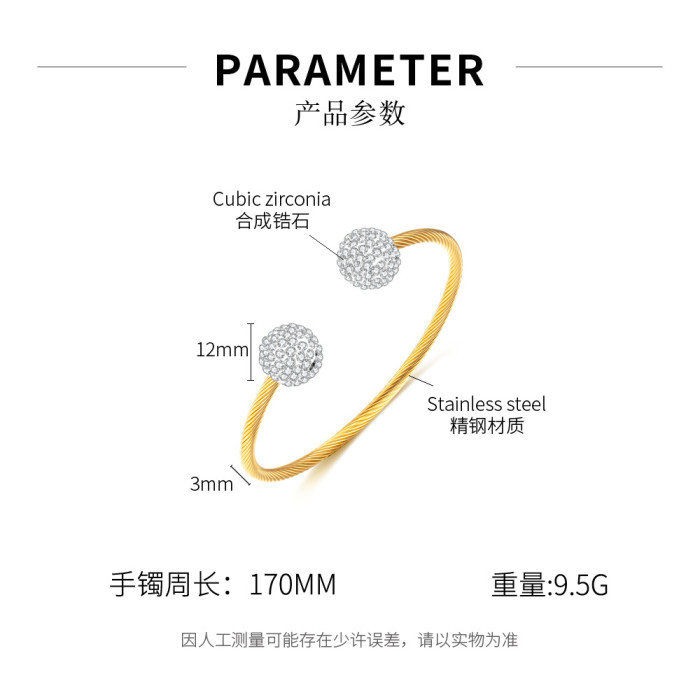 Stainless Steel Bracelets Personalized Wire Braided Full Diamond Bracelet