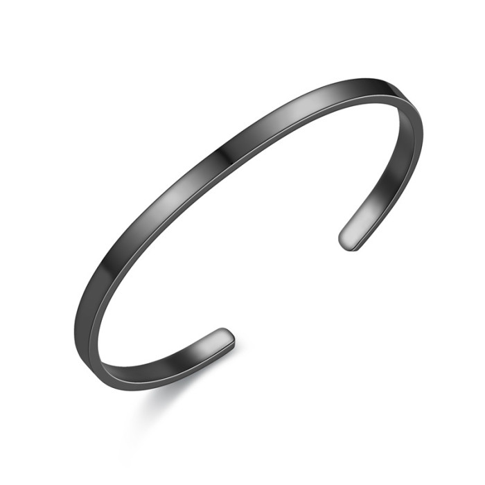 Titanium Steel Bracelet Smooth and Simple Open Stainless Steel C-shaped Bangle