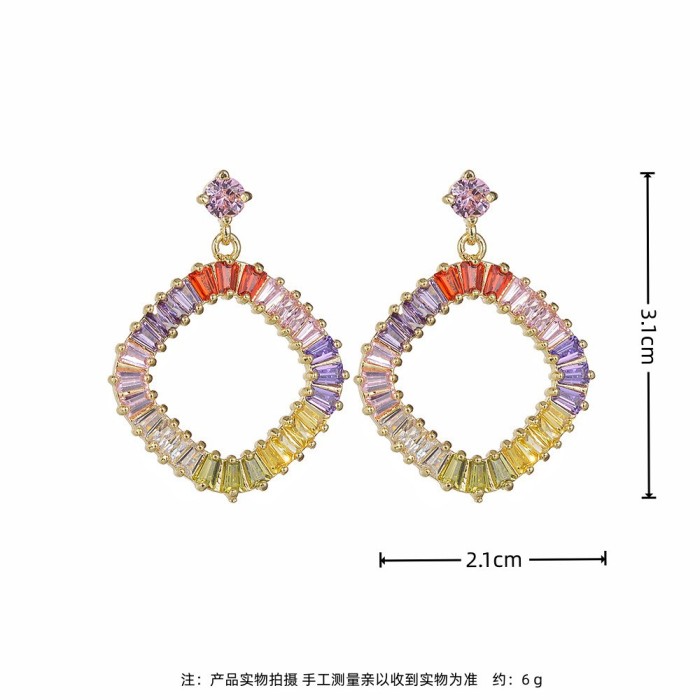Zirconia Stud Earrings Women Colored Zirconia Drop Earrings