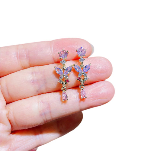 Butterfly Colored Zirconia Earrings for Women 1706