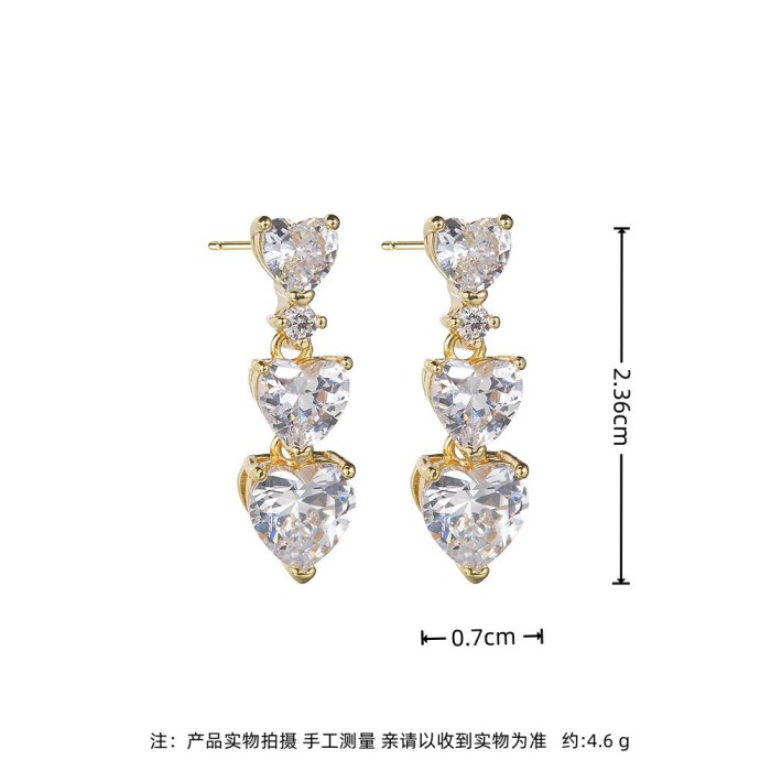 Love Zirconia Earrings with 14K Real Gold Plated Premium Heart Earrings 1756