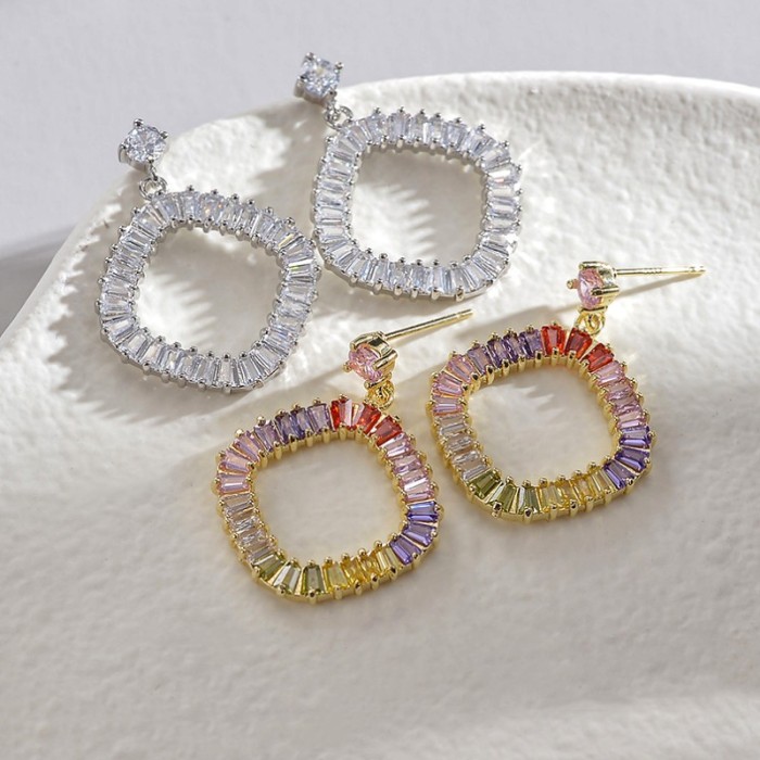 Zirconia Stud Earrings Women Colored Zirconia Drop Earrings