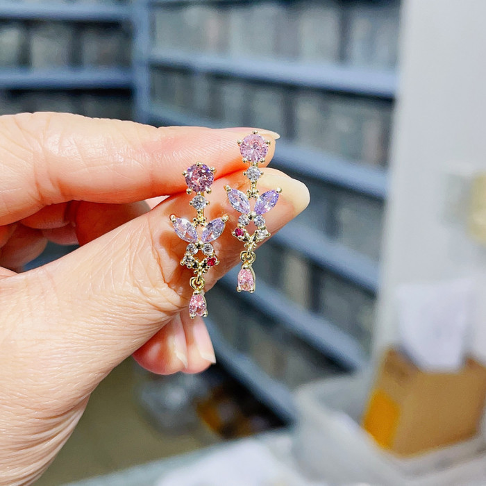 Butterfly Colored Zirconia Earrings for Women 1706