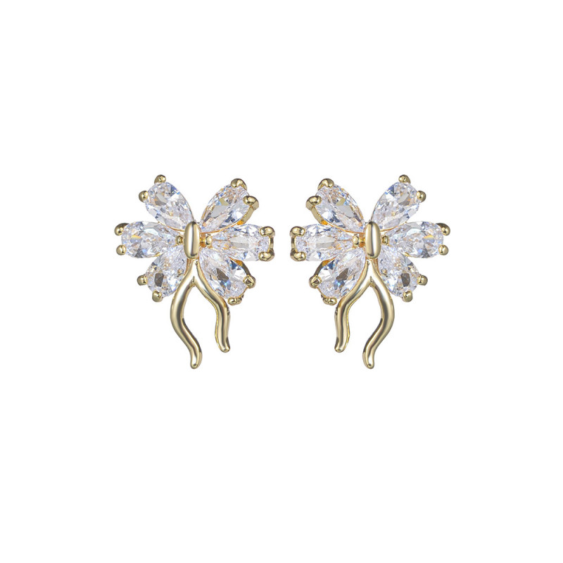 Zirconia Earrings Simple Temperament Girls Stud Earring  Women