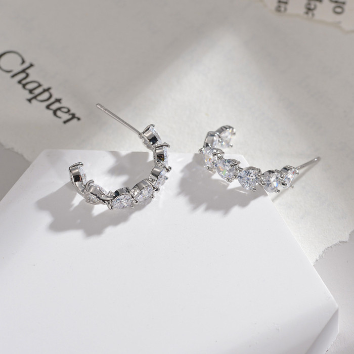 Women's fashion cute earrings S925 sterling silver pin hoop earrings 1755