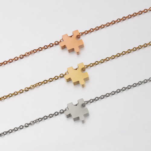 Stainless Steel Small Hole Bead Puzzle Couple Bracelet DIY Simple Fashion Anklet