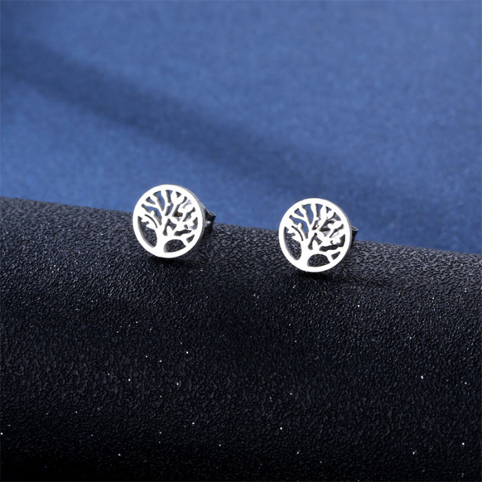 316L Tree of Life Stainless Steel Neck Chain Necklace Earring Set Lucky World Tree Choker Chain Jewelry Sets for Wome...
