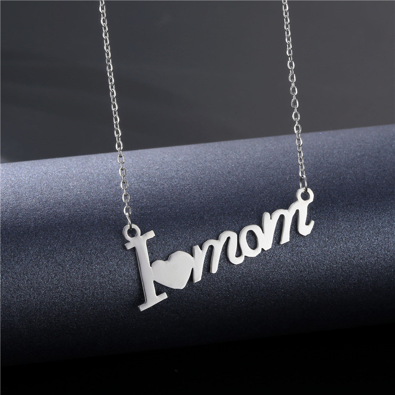 Creative Mother's Day Necklace Simple Smooth English alphabet MOM Pendants Necklace Mother's Creativity Jewels