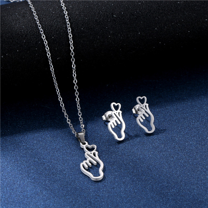2023 Newest Stainless Steel Geometric Pop Jewelry Sets Fashion Women's Necklaces Earings Set