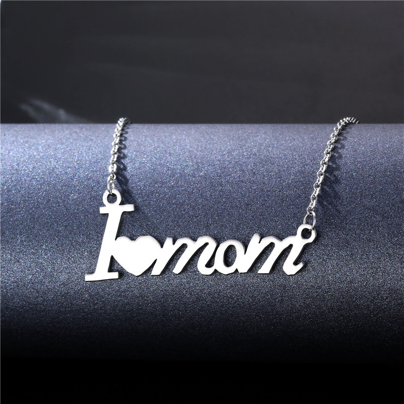 Creative Mother's Day Necklace Simple Smooth English alphabet MOM Pendants Necklace Mother's Creativity Jewels