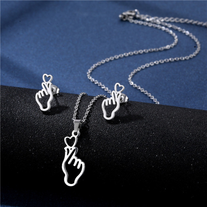 2023 Newest Stainless Steel Geometric Pop Jewelry Sets Fashion Women's Necklaces Earings Set