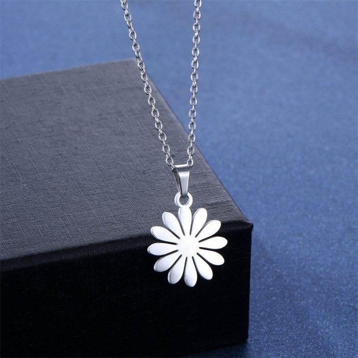 INS Simple Sweet Daisy Earring Necklace Sets For Women Jewelry Sets Clavicle Chain Necklace Earring Kits Best Party Gift