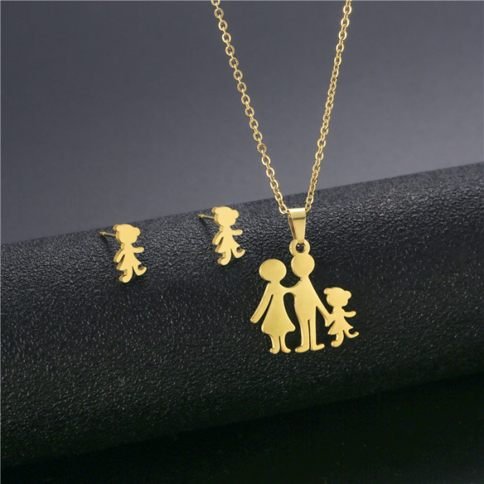 Boy Girl Personalized Necklace Earring Custom Mother Kid Child Family Gift for Women Man Stainless Steel Jewelry