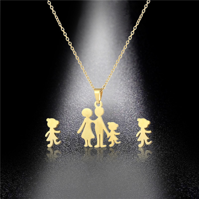 Boy Girl Personalized Necklace Earring Custom Mother Kid Child Family Gift for Women Man Stainless Steel Jewelry