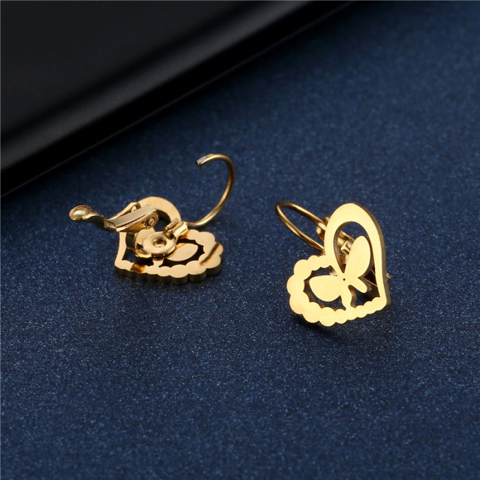 Stainless Steel Butterfly Earrings Jewelry Lovely Women Cute Animal Christmas Earrings 2023 for Child Kids