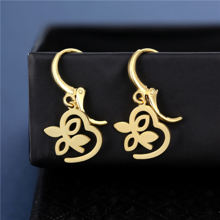 Tree Branches Love  Drop Earrings Women Gold Color Stainless Steel Earrings Fashion Bohemian Jewelry Birthday Gift