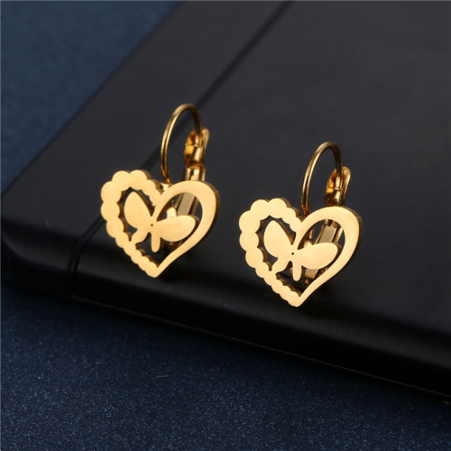 Stainless Steel Butterfly Earrings Jewelry Lovely Women Cute Animal Christmas Earrings 2023 for Child Kids