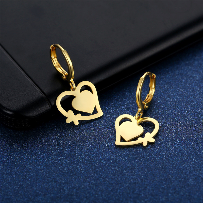 Small Hoop Earrings for Women Love Heart Dangle Earring Stainless Steel Cartilage Tragus Helix Trendy Ear Piercing Jewelry