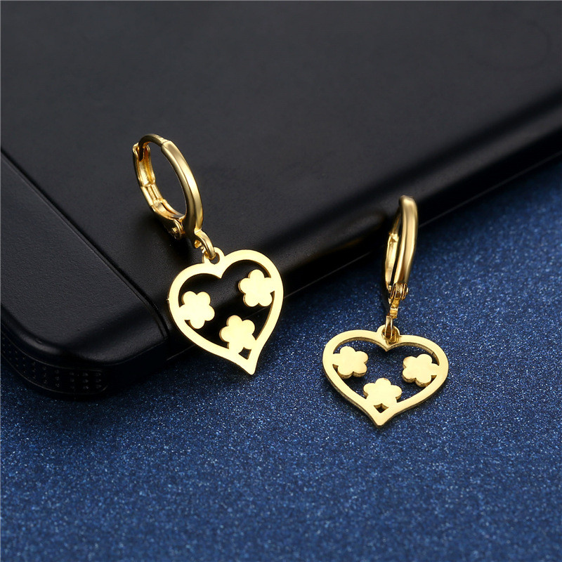 Stainless Steel Heart Earrings For Women Vintage Gold Color Love Heart Drop Earring Wedding Valentine Jewelry Gift Bijoux Femme