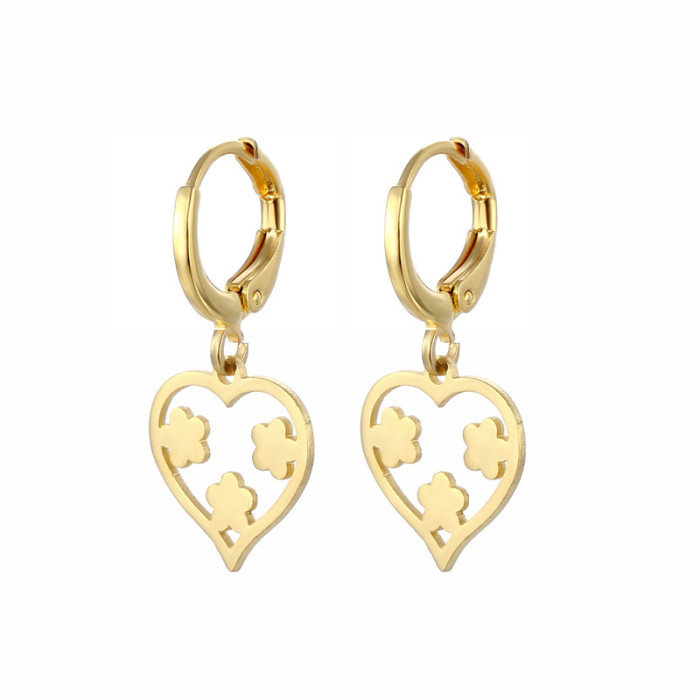 Stainless Steel Heart Earrings For Women Vintage Gold Color Love Heart Drop Earring Wedding Valentine Jewelry Gift Bijoux Femme