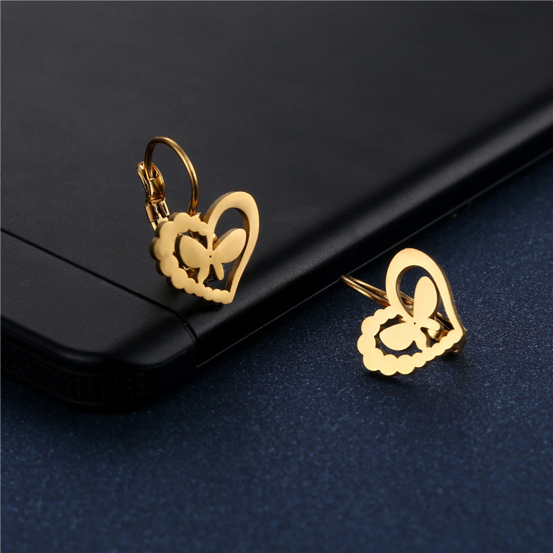 Stainless Steel Butterfly Earrings Jewelry Lovely Women Cute Animal Christmas Earrings 2023 for Child Kids