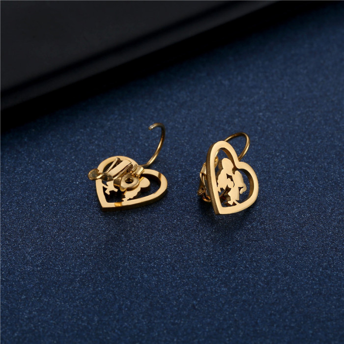 Cute Kissed Girl Boy Shaped Earrings Stainless Steel Heart Earrings with Hearts Woman Hoops Gold Plated Jewelry In Couple