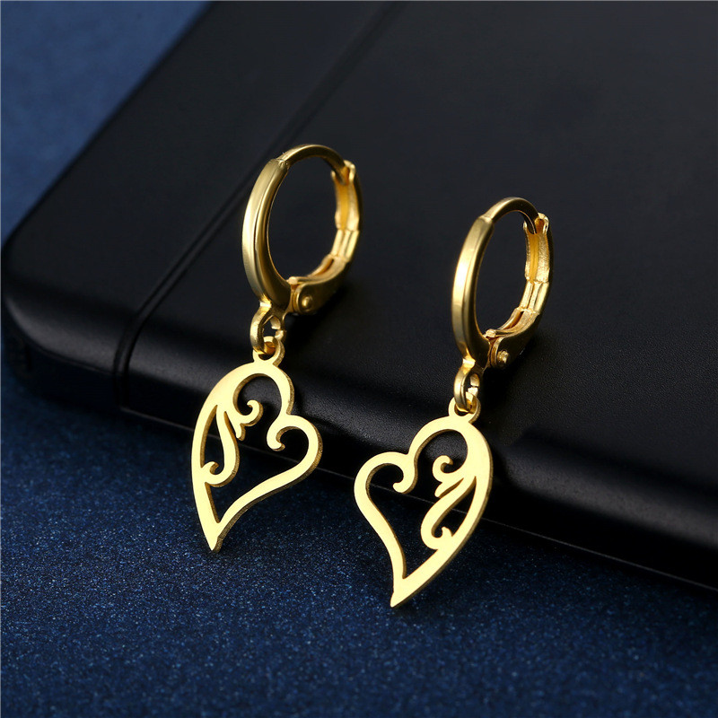 Stainless Steel Earrings Hollow Heart Fashion Drop Classic Simple Earrings for Women 2023 Jewelry Wedding Party