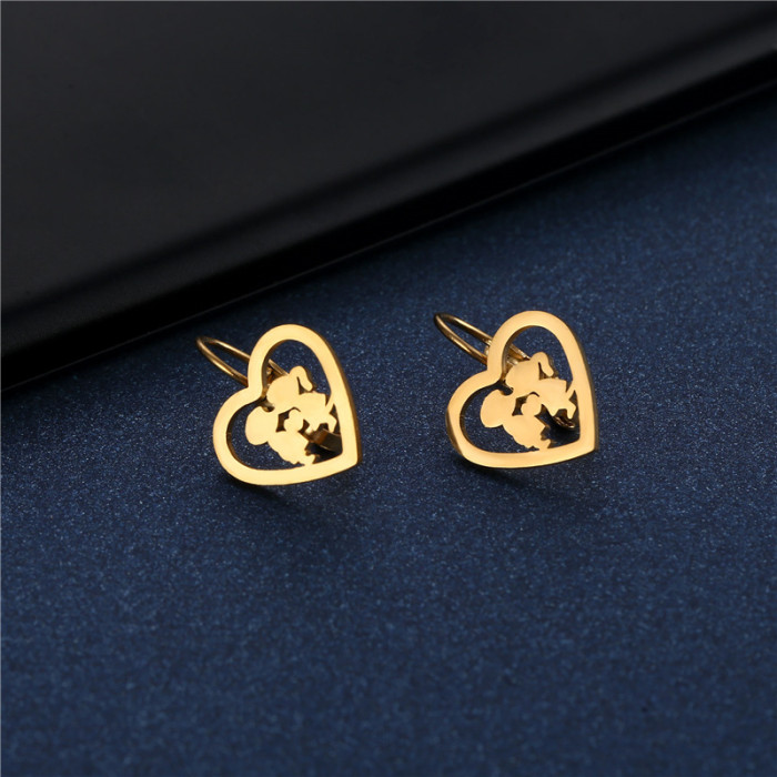 Cute Kissed Girl Boy Shaped Earrings Stainless Steel Heart Earrings with Hearts Woman Hoops Gold Plated Jewelry In Couple