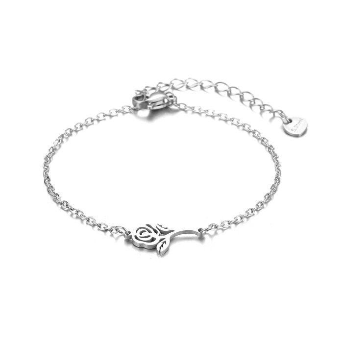 Bohemia Stainless Steel Charm Bracelets Trendy  Flower Chain Jewelry For Women