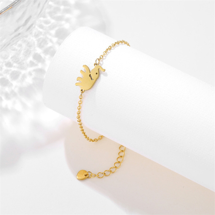 Stainless Steel Bracelet for Women Gold Color Origami Elephant Pulseira Feminina Lover's Engagement Jewelry