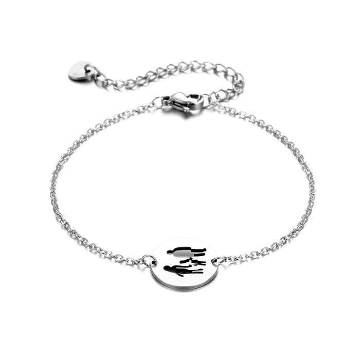Bracelets for Women Stainless Steel Charm Bracelets Bangle Adjustable Love Bracelet Mom Dad Daughter Family Gifts Jewelry