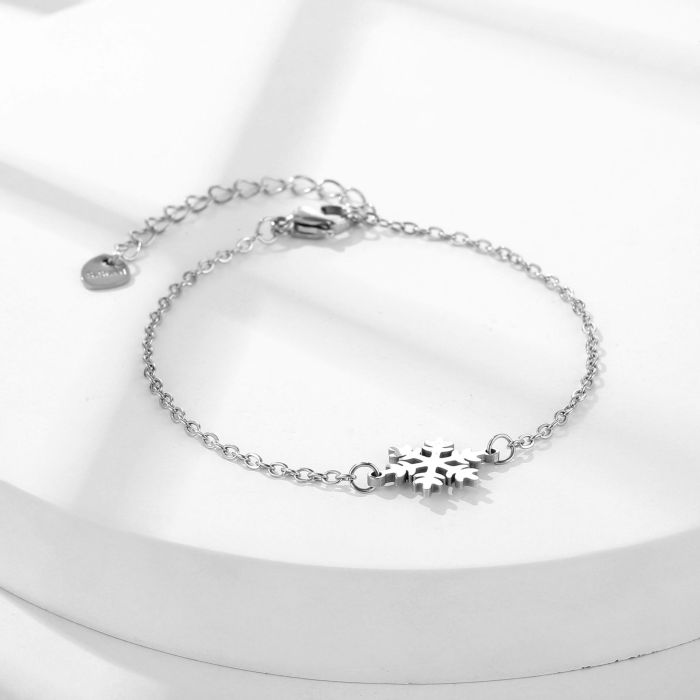 Simple Classic Female Wrist Bracelet Jewelry Gold Color Lovely Stainless Steel Snowflake Pendant Charm Bracelet for Womem