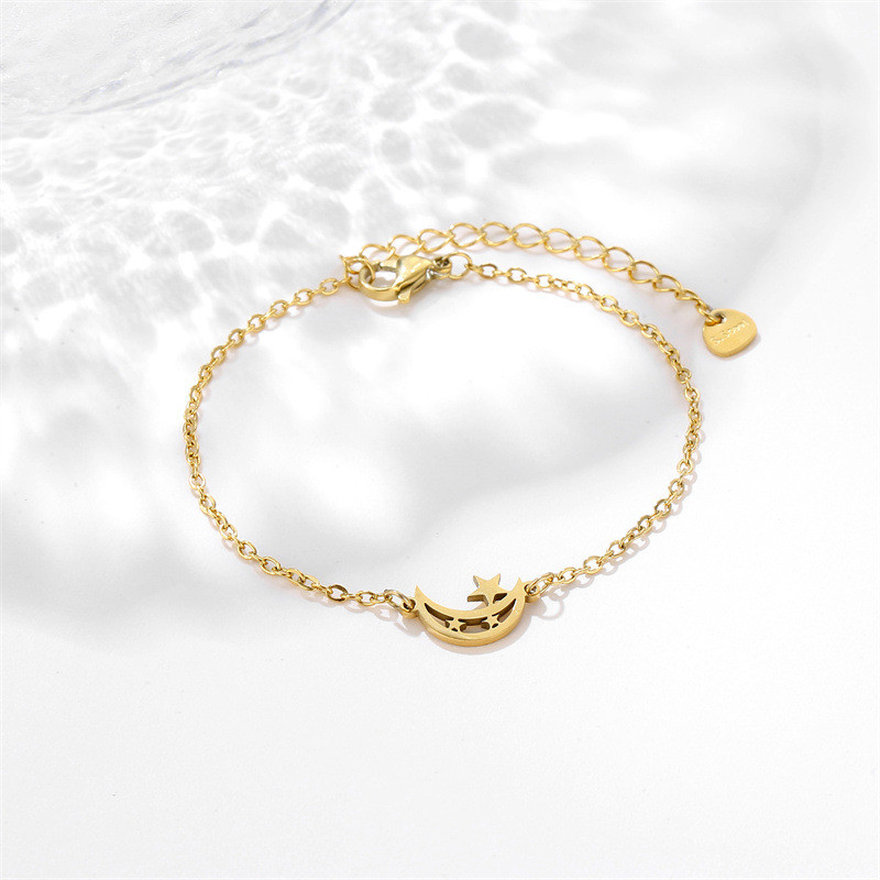 Stainless Steel Bracelets Classic Moon Stars Kpop Fashion Chain Charm Bracelet for Women Jewelry Wedding Party Friends Gifts
