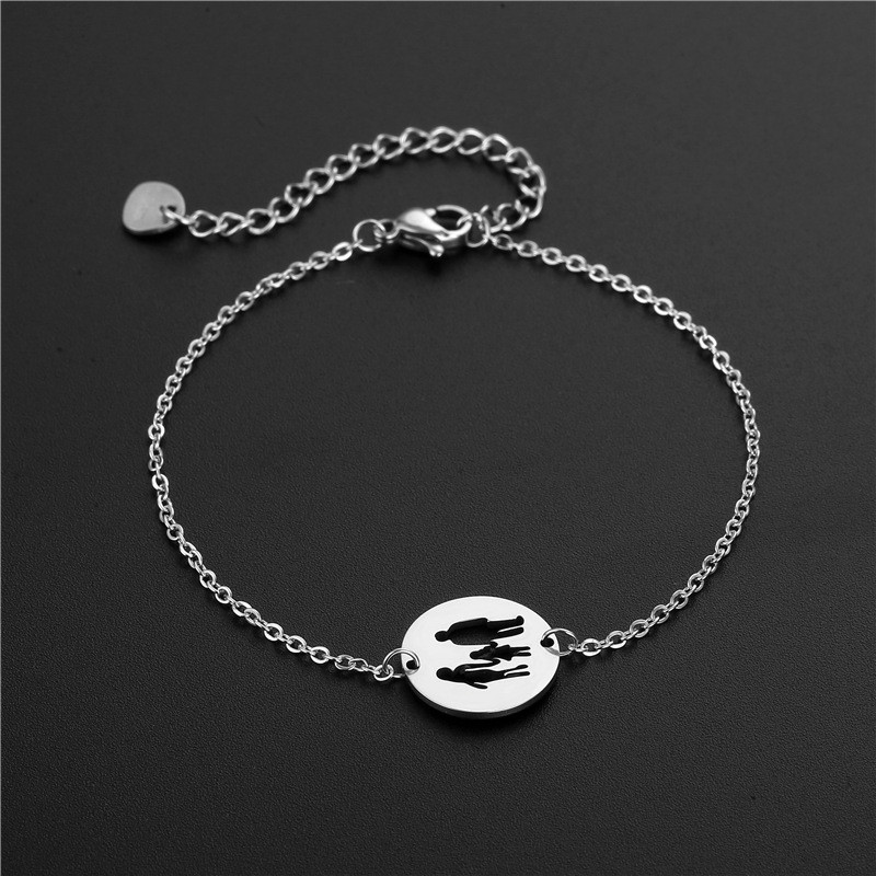 Bracelets for Women Stainless Steel Charm Bracelets Bangle Adjustable Love Bracelet Mom Dad Daughter Family Gifts Jewelry