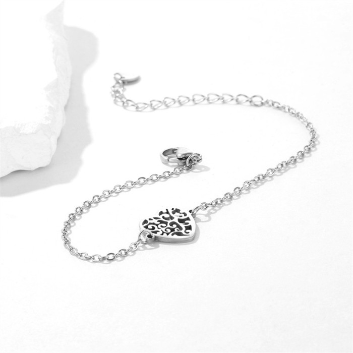 Trend Titanium Stainless Steel Elegant Delicate Heart Bracelet Women Jewelry Wedding Party Premium Gifts