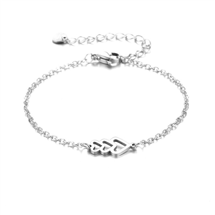Wholesale  Stainless Steel Love Bracelet For Women Female Trendy Golden Heart Shaped Bracelet Hand Jewelry Gift