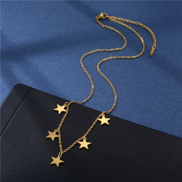 Stainless Steel Necklace for Women Gold Color  Star Choker Dainty Clavicle Chain Jewelry Not Faded