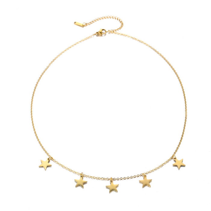 Stainless Steel Necklace for Women Gold Color  Star Choker Dainty Clavicle Chain Jewelry Not Faded