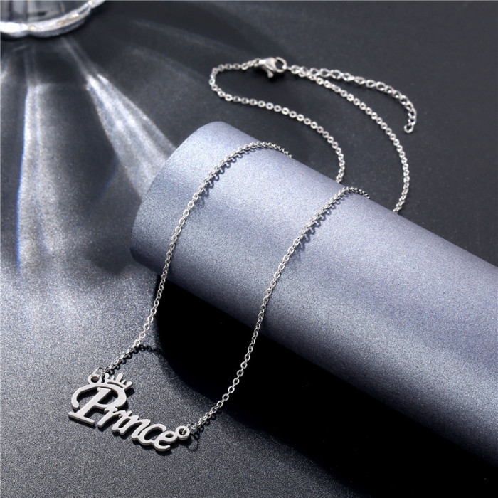 Fashion Stainless Steel Crown Jewelry Necklace for Women Men Wholesale  Stainless Steel Princess Letter Necklaces Girls Gift