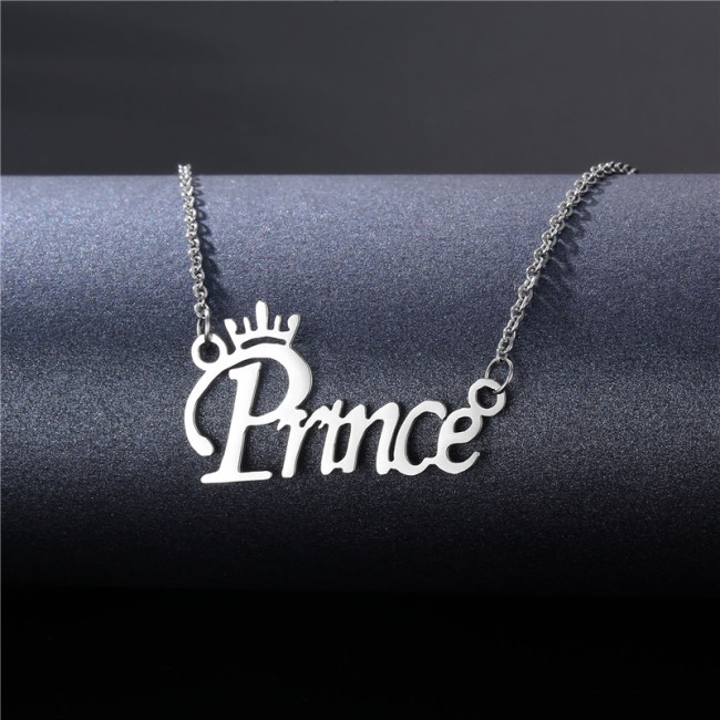 Fashion Stainless Steel Crown Jewelry Necklace for Women Men Wholesale  Stainless Steel Princess Letter Necklaces Girls Gift