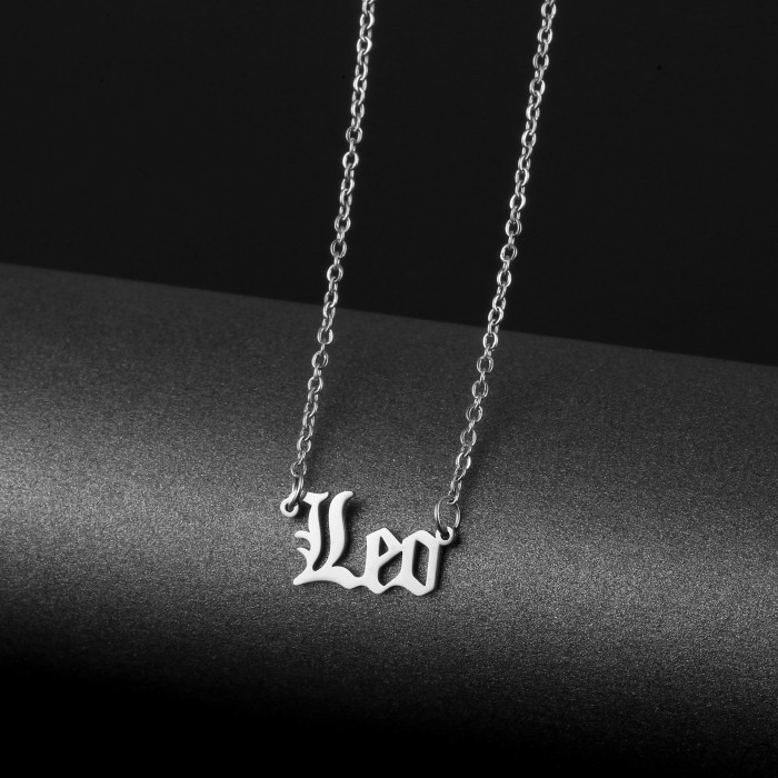 12 Constellations Pendants Necklace For Women Men Stainless Steel Letter Scorpio Capricorn Necklace Birthday Jewelry Gift