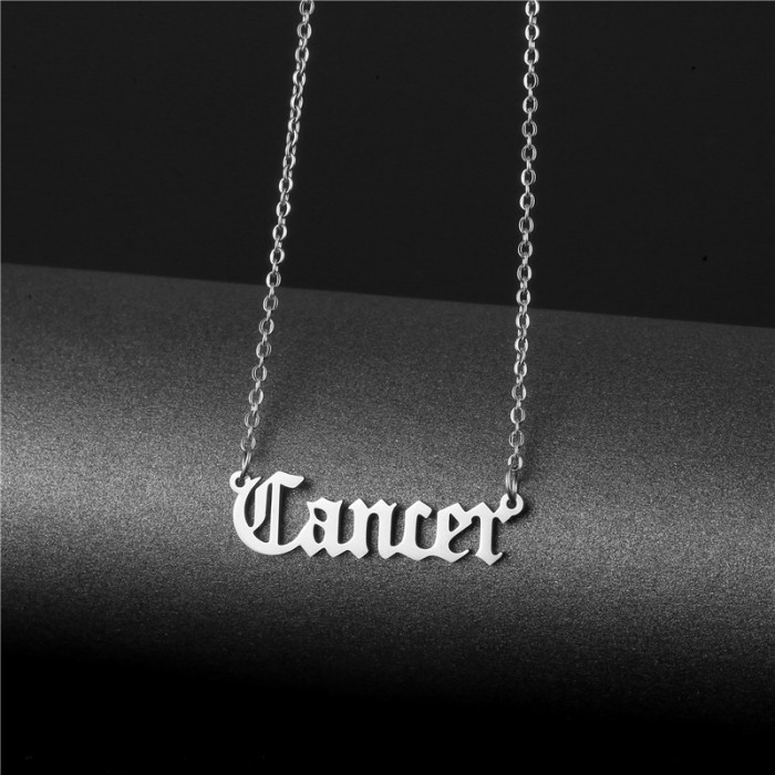 12 Constellations Pendants Necklace For Women Men Stainless Steel Letter Scorpio Capricorn Necklace Birthday Jewelry Gift