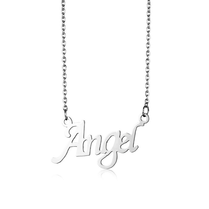 Tainless Steel Angel Name Pendant Necklace Chain Jewelry Gold 18 K Plated Charm Collar Accessories for Women Gift