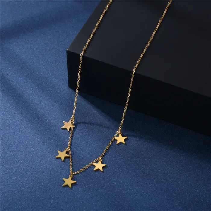 Stainless Steel Necklace for Women Gold Color  Star Choker Dainty Clavicle Chain Jewelry Not Faded